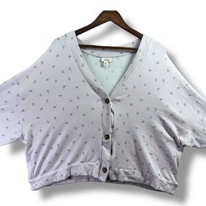 a.n.a. Women 1X Light Pink Floral Ditsy Long Sleeve V-Neck Cardigan Sweater SP22